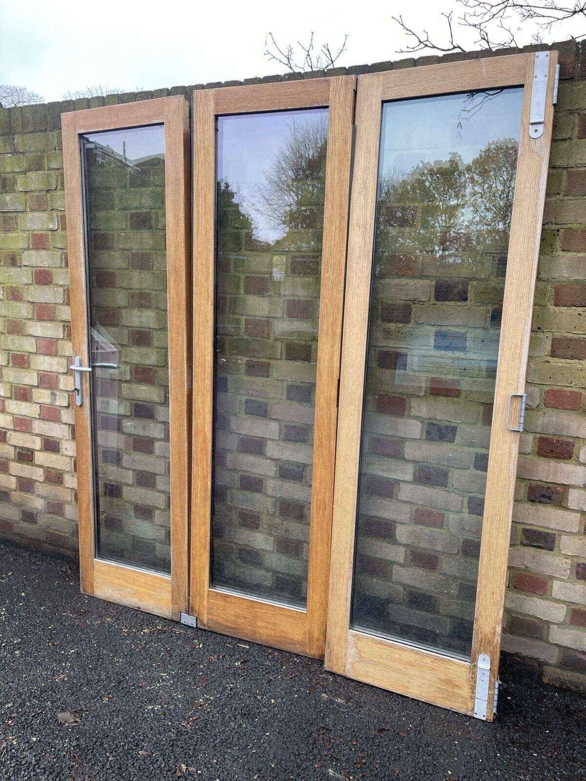 Solid Oak Double Glazed Bifold Sliding External Doors NO FRAME 1970 x 1710mm