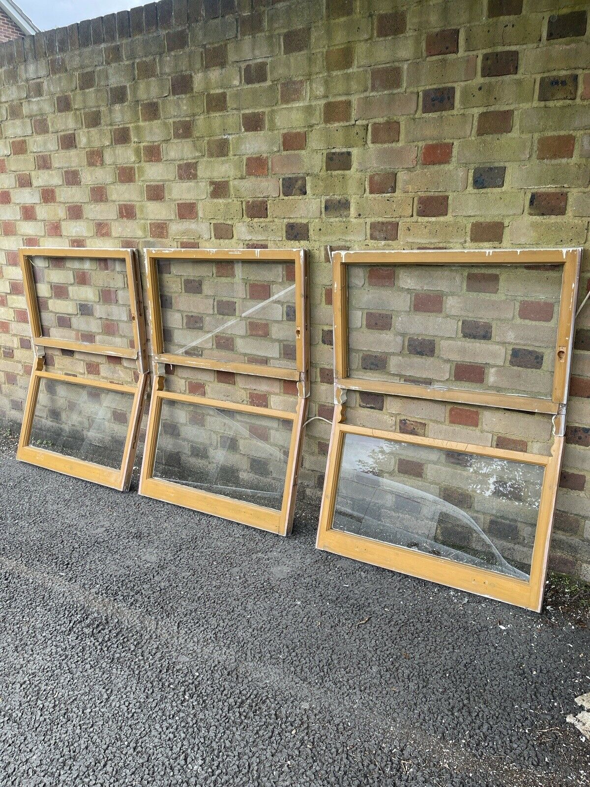 Reclaimed Old Victorian Panel Wooden Sash Windows Three pairs Job Lot