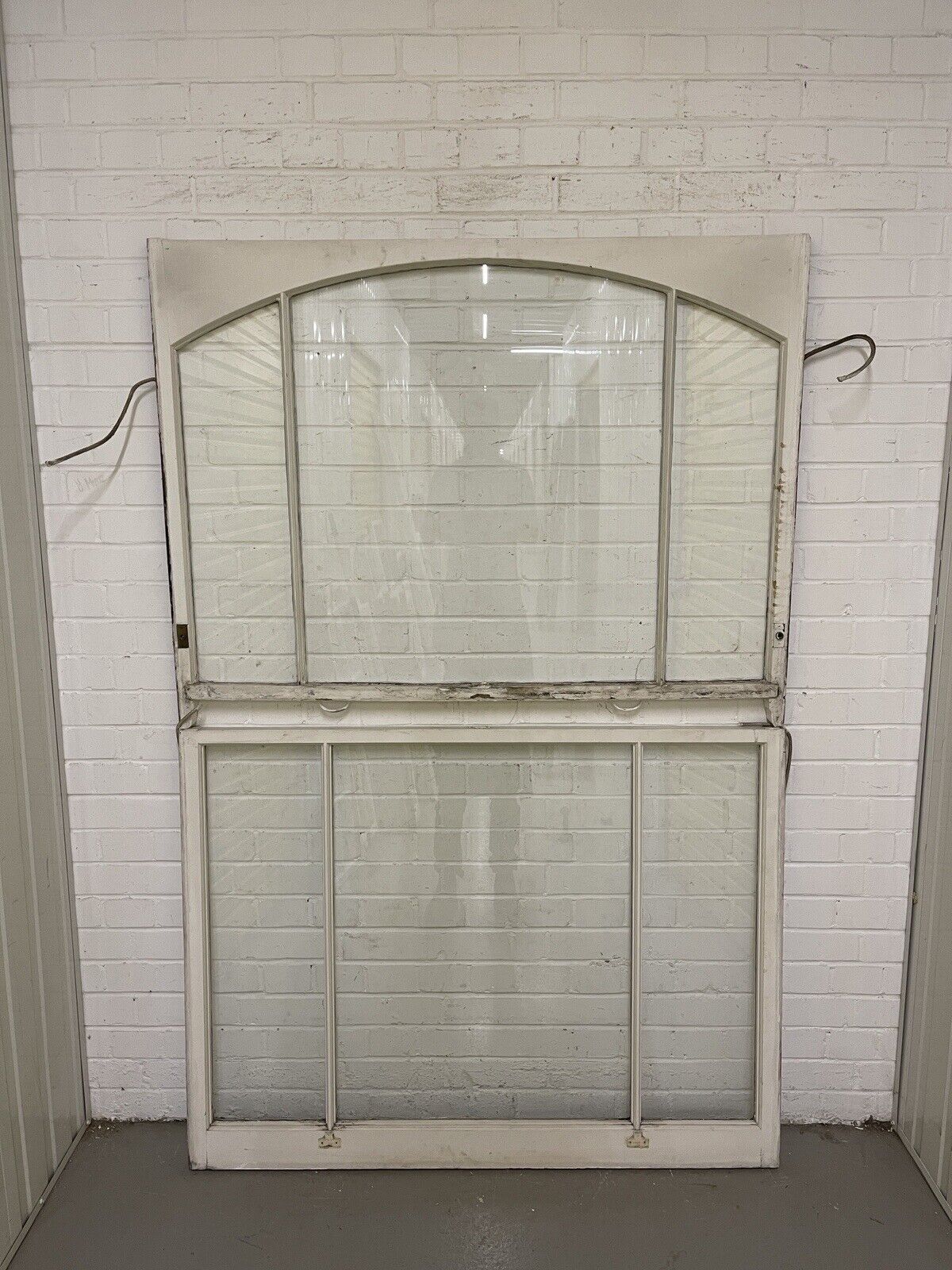Pair Of Reclaimed Edwardian Arch Wooden Panel Sash Window 1240x950 1240x930mm