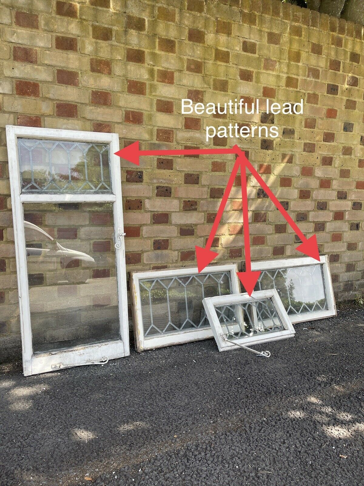 Job Lot Of Four Reclaimed Leaded Light Panel Wooden Windows Beautiful Design