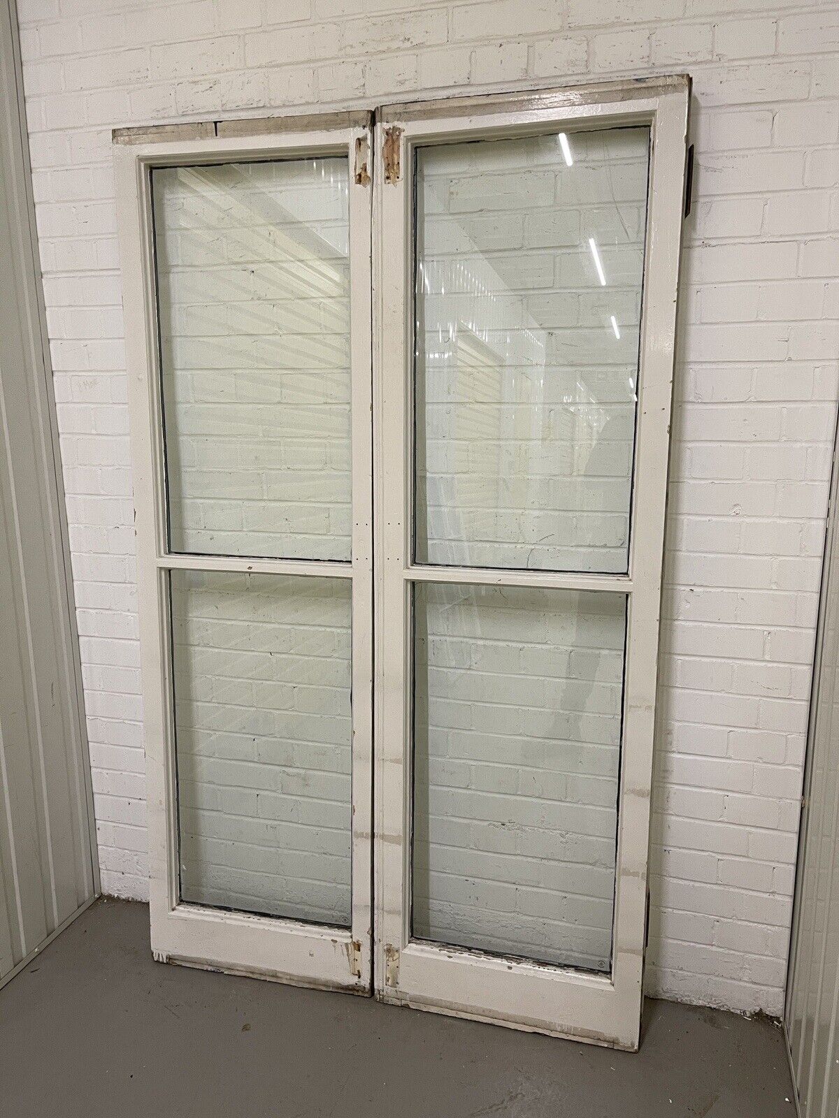 Reclaimed French Single Panel Glass Wooden Windows Double Doors 1965 x 1184mm