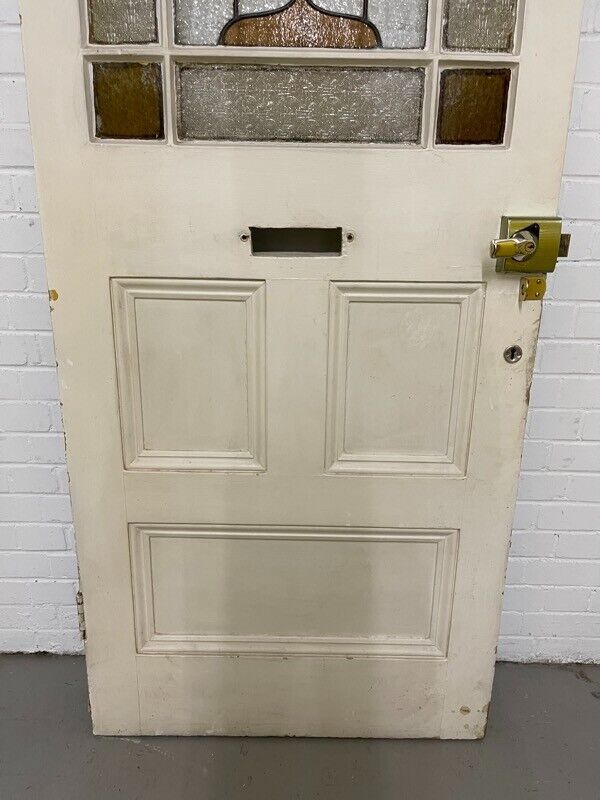 Reclaimed Victorian Edwardian Wooden Stained Glass Front Door 2080mm x 860mm