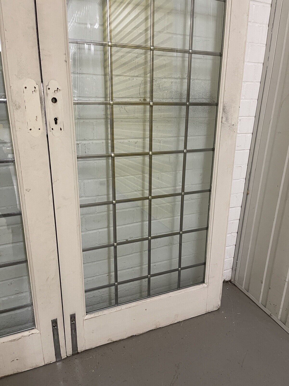 Reclaimed French Double Glazed Leaded Glass Wooden Double Doors 2122 x 1525mm
