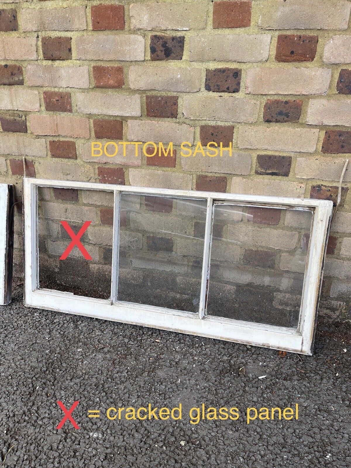 Three Reclaimed Edwardian 3 Panel Wooden Panel Sash Window 1010 x 450 1010 x 470