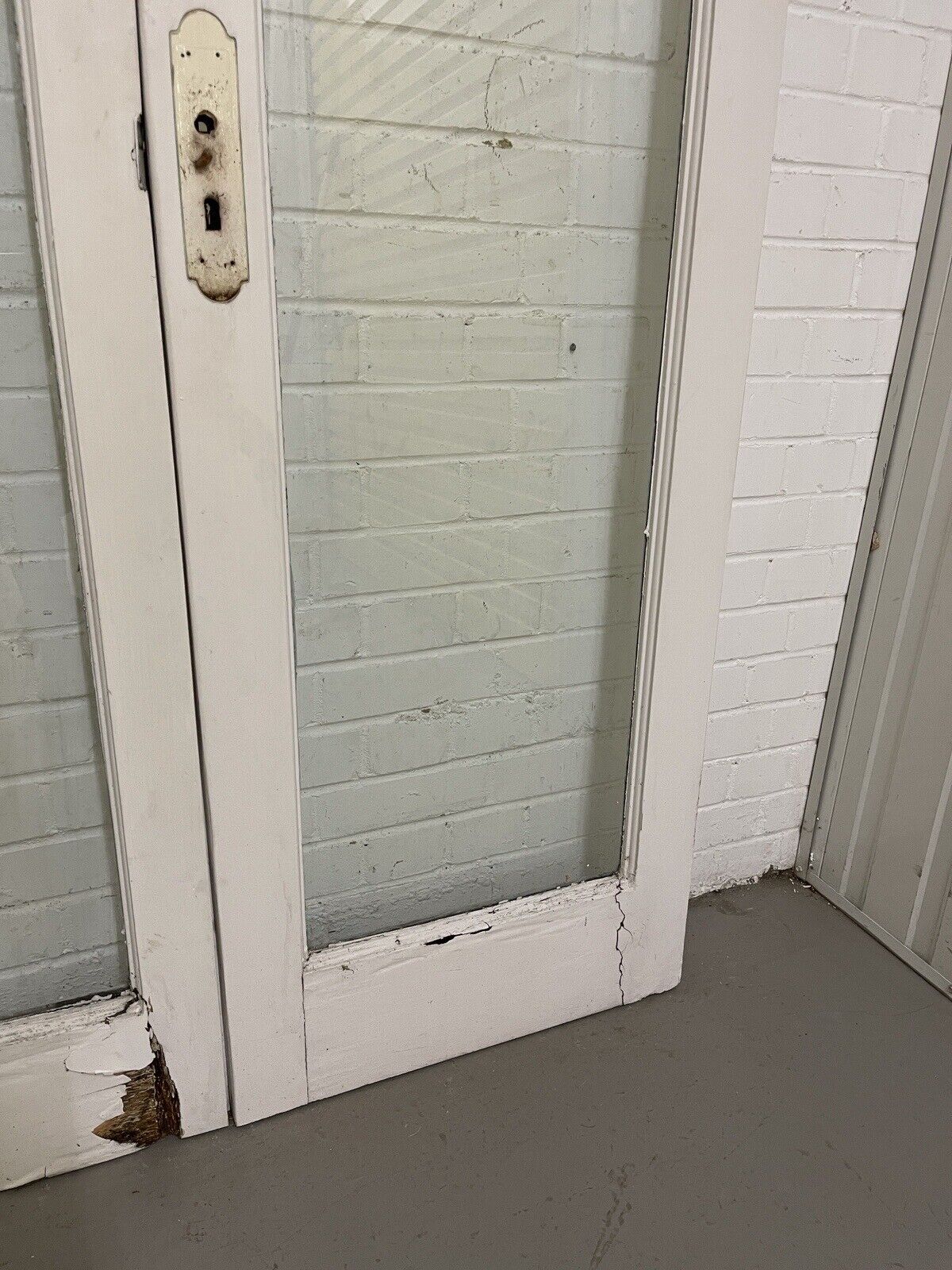 Reclaimed Georgian French Single Panel Glass Wooden Double Doors 1980 x 1170mm