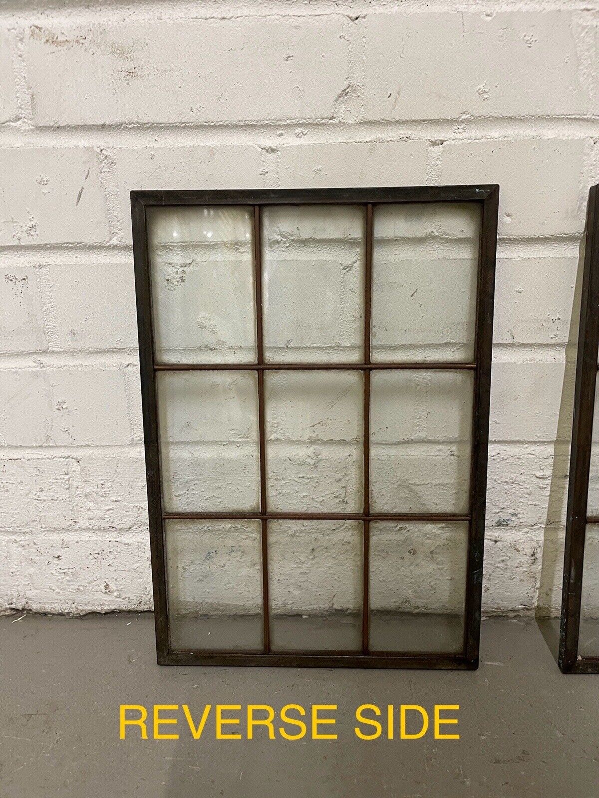 Pair Of Reclaimed Arts & Crafts Copper Window Glass Panes Panels 363mm x 255mm