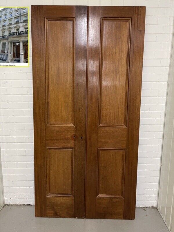 Reclaimed Large French Mahogany Wooden Double Doors Provenance Knightsbridge