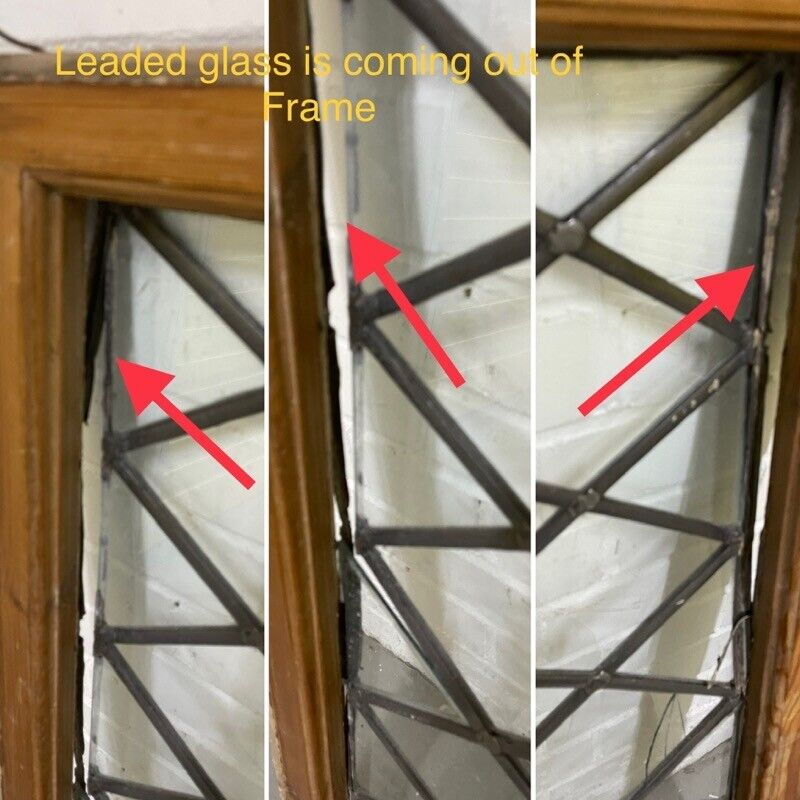 Job Lot Of 11 Reclaimed Leaded Light Diamond Panel Wooden Windows