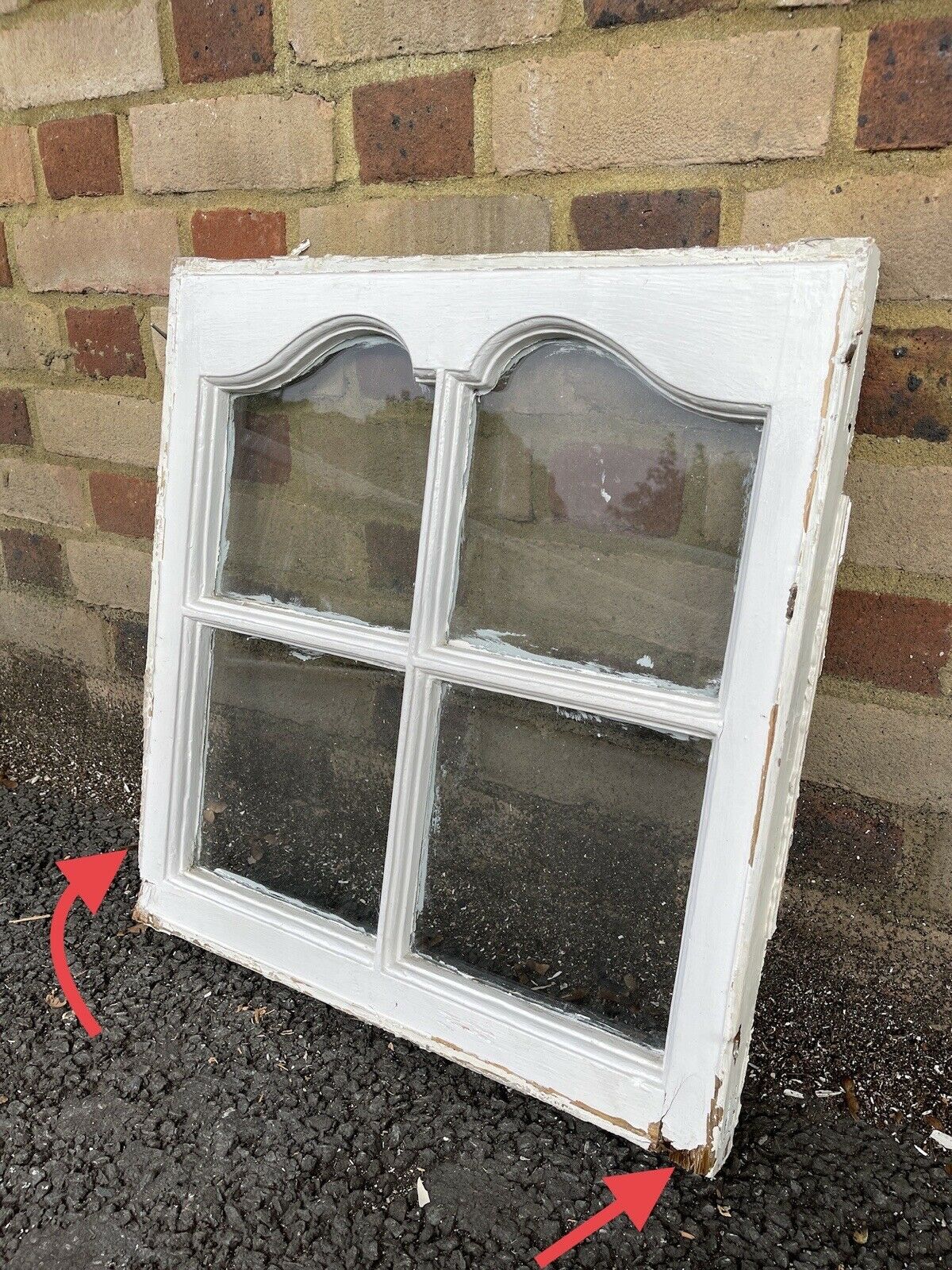 Reclaimed Old Edwardian Arch Sash Wooden Window 560 x 530mm