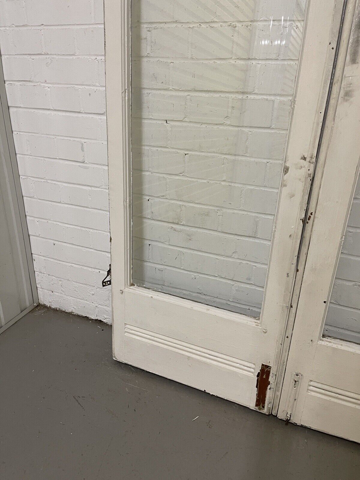 Reclaimed Old French Single Panel Glass Wooden Double Doors 1965 x 1170mm