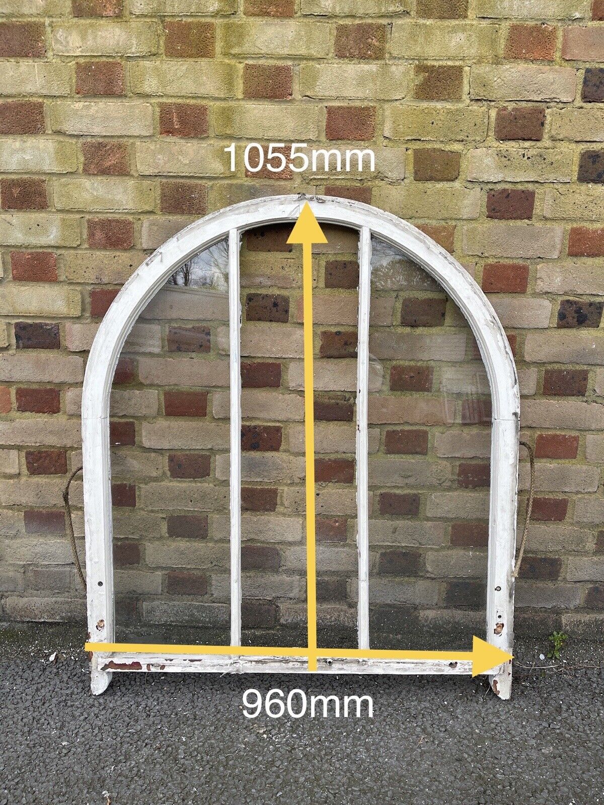 Reclaimed Old Victorian Edwardian Arch Panel Wooden Sash Window 955 x 1055mm