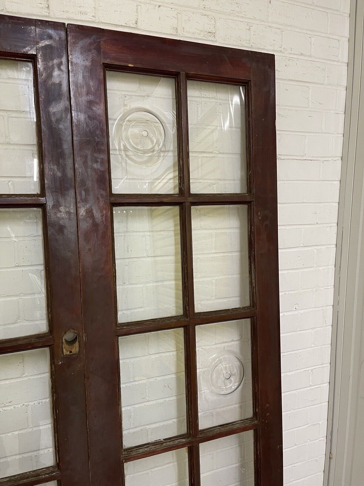 Reclaimed Old French Single Panel Glass Wooden Double Doors 1983 x 1170mm