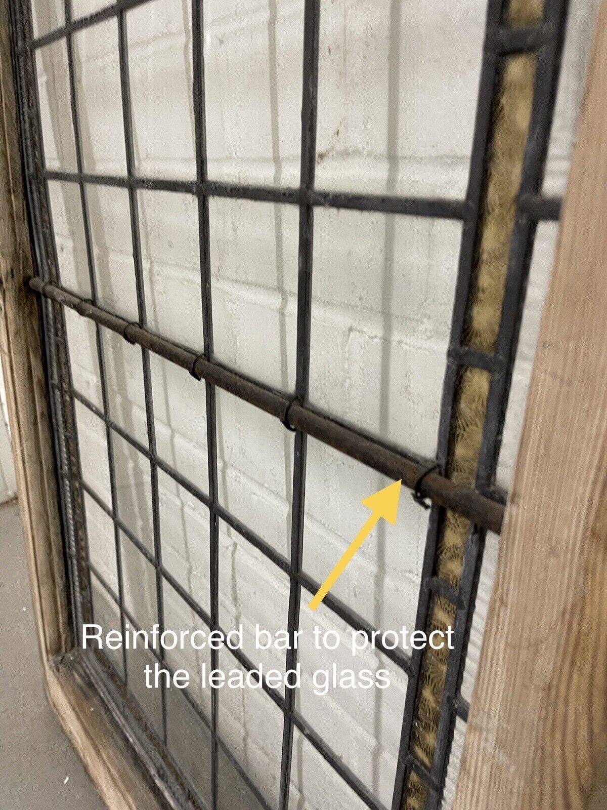 Pair Of Reclaimed Leaded Light Stained Glass Wooden Window Panels