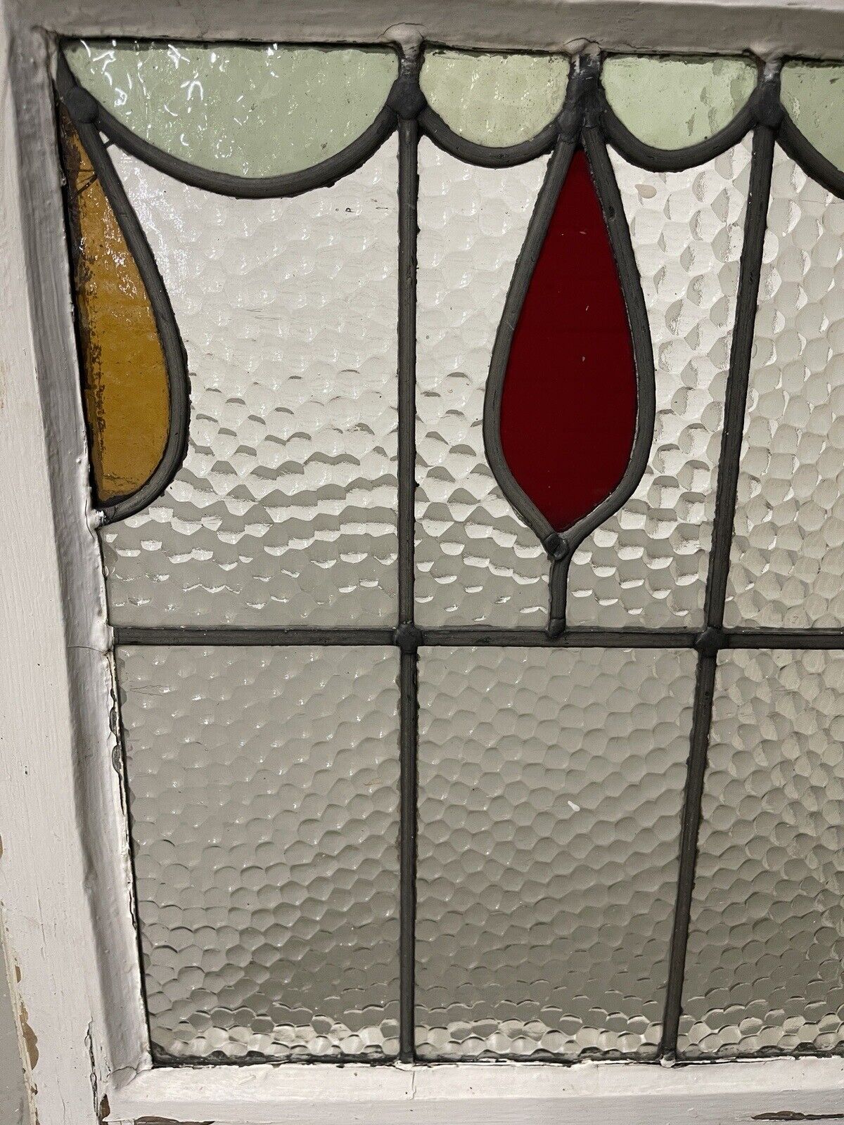 Reclaimed Leaded Light Stained Glass Window Panel 430 x 505mm