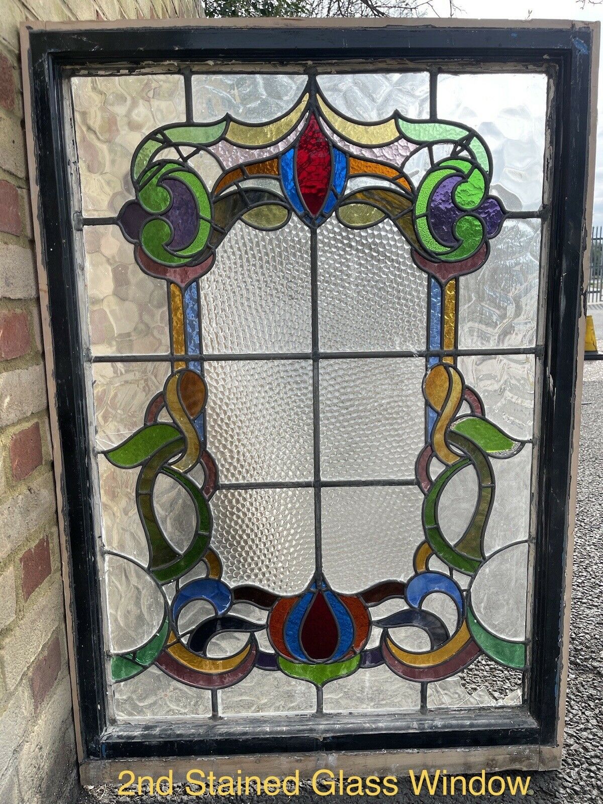 Job Lot Of Four Reclaimed Leaded Light Stained Glass Art Nouveau Window Panels