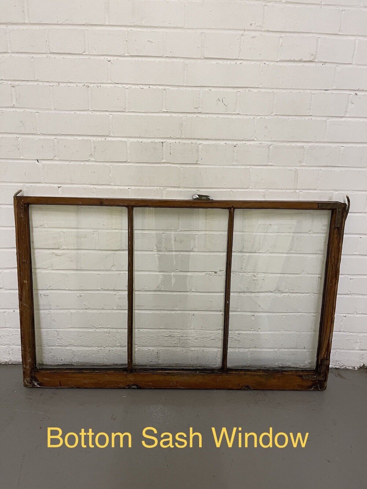 Pair Of Reclaimed Old Victorian Edwardian Three Wooden Panel Sash Windows