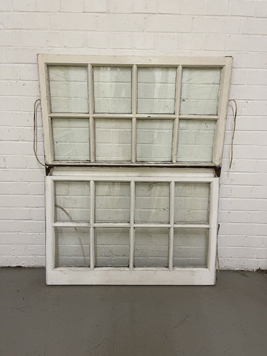 Pair Of Reclaimed Georgian 8 Panel Wooden Panel Sash Window 940x600 940x605