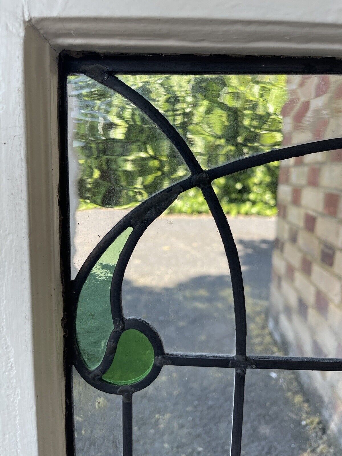 Reclaimed Leaded Light Stained Glass Art Nouveau Window Panel 835 x 530mm