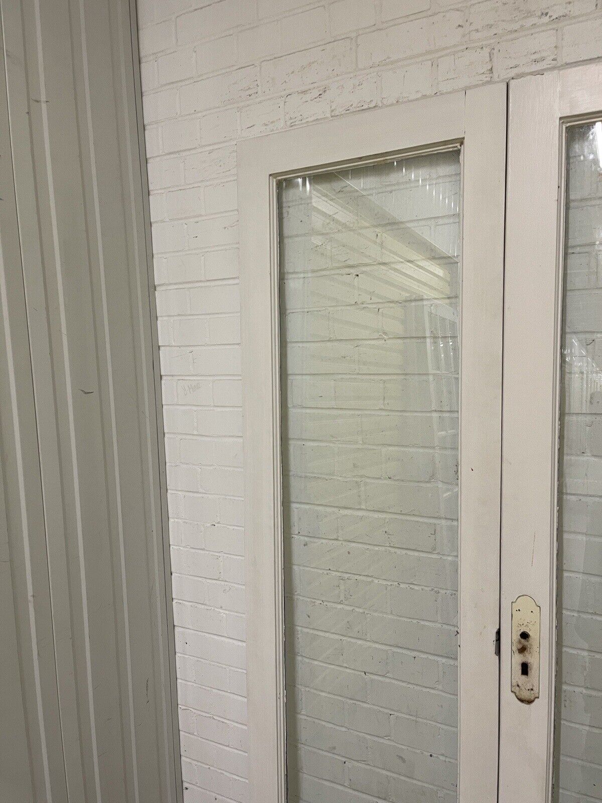 Reclaimed Georgian French Single Panel Glass Wooden Double Doors 1980 x 1170mm