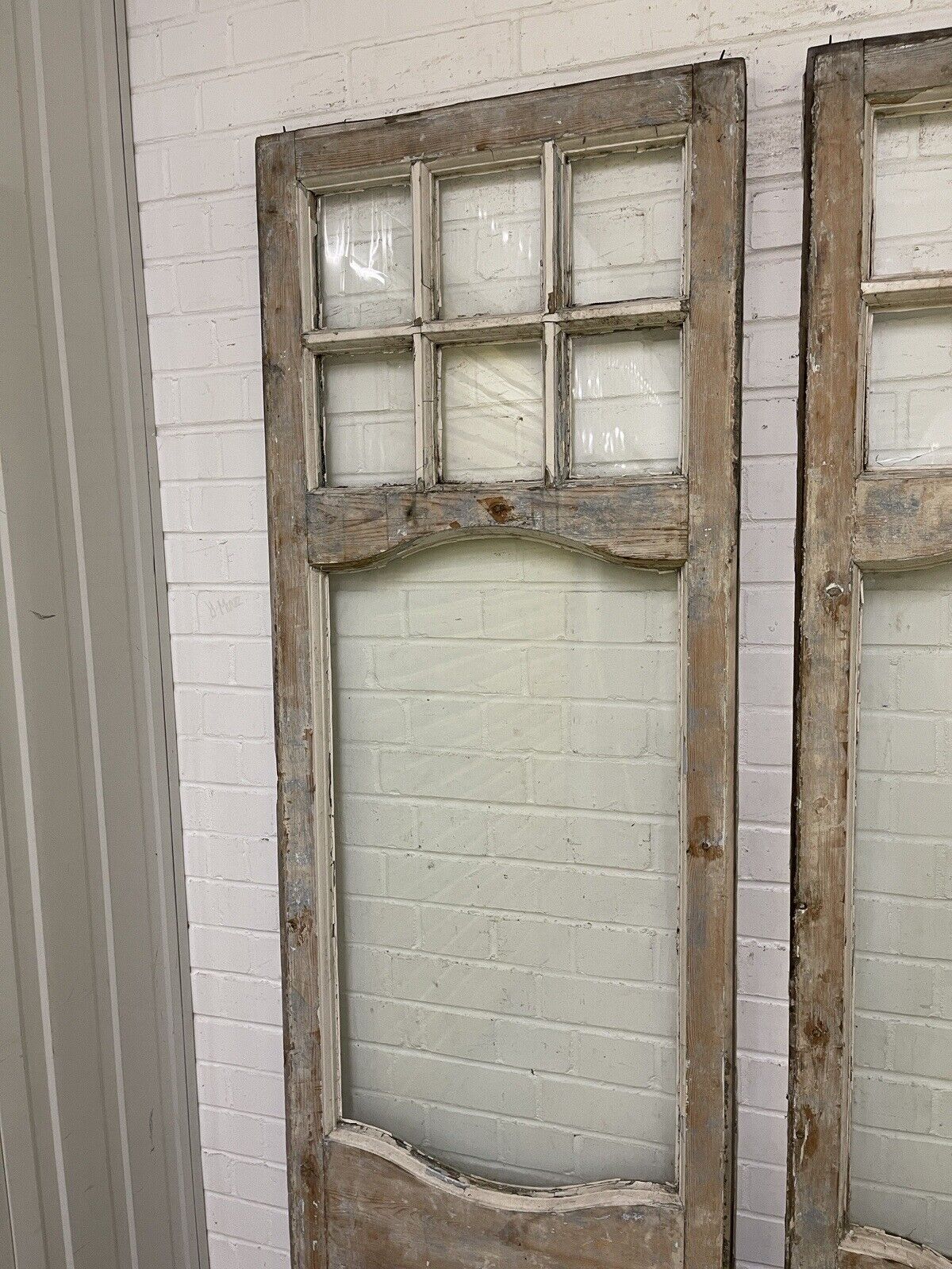Reclaimed Georgian French Single Panel Glass Wooden Double Doors 2040 x 1245mm