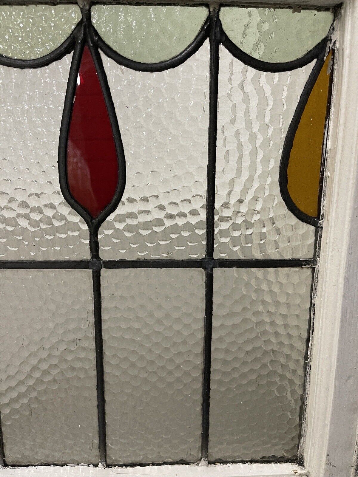 Reclaimed Leaded Light Stained Glass Window Panel 465 x 500mm