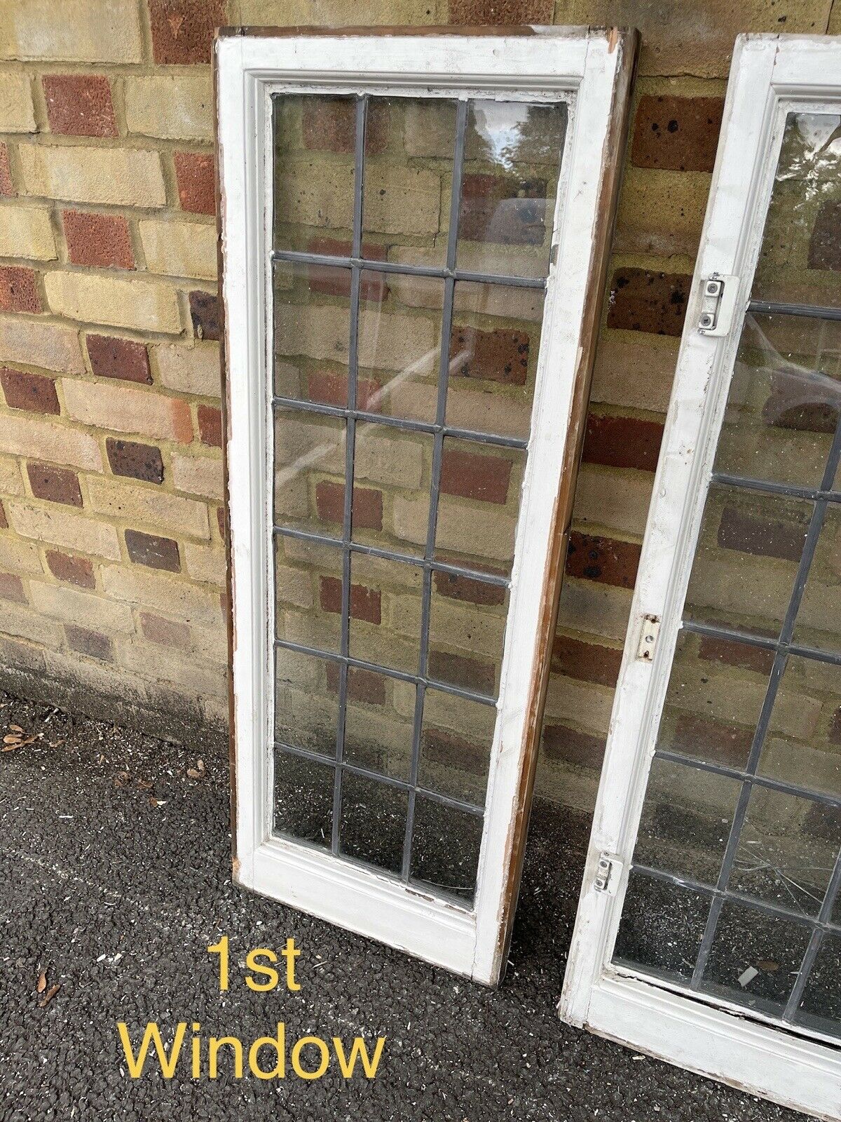 Job Lot Of 4 Reclaimed Leaded Light Panel Wooden Window