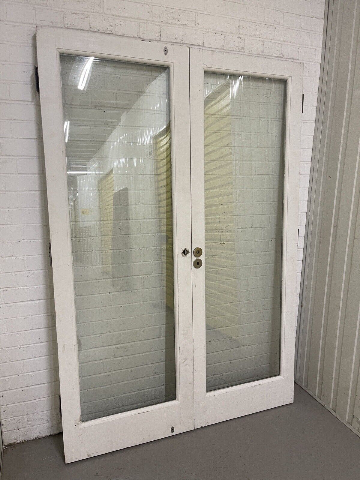 Reclaimed Old French Double Glazed Glass Wooden Double Doors 1355mm x 1980mm