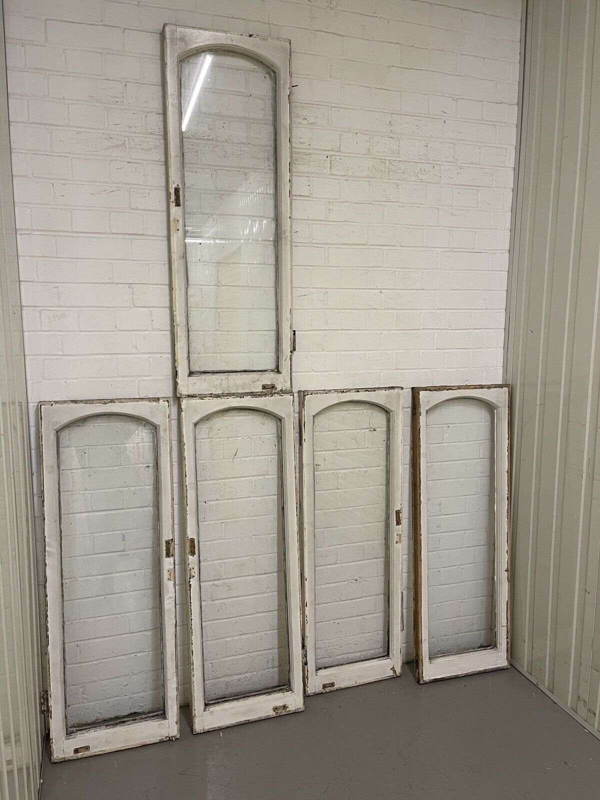 Job Lot Of 5 Reclaimed Old Edwardian Arch Wooden Windows 1160 x 413mm