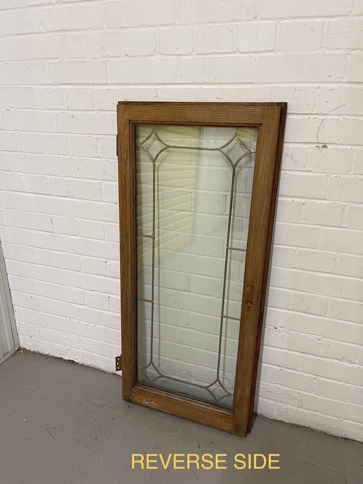 Job Lot Of Three Double Glazed Leaded Trim Oak Wooden Windows Various Sizes