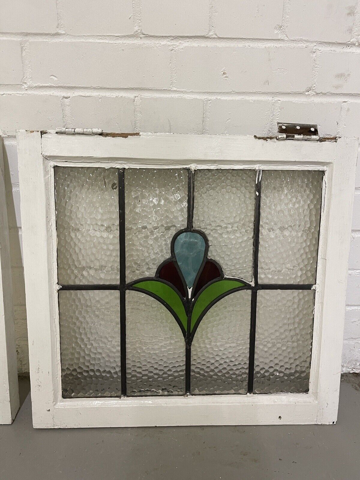 Reclaimed Leaded Light Stained Glass Art Nouveau Wooden Window Panel