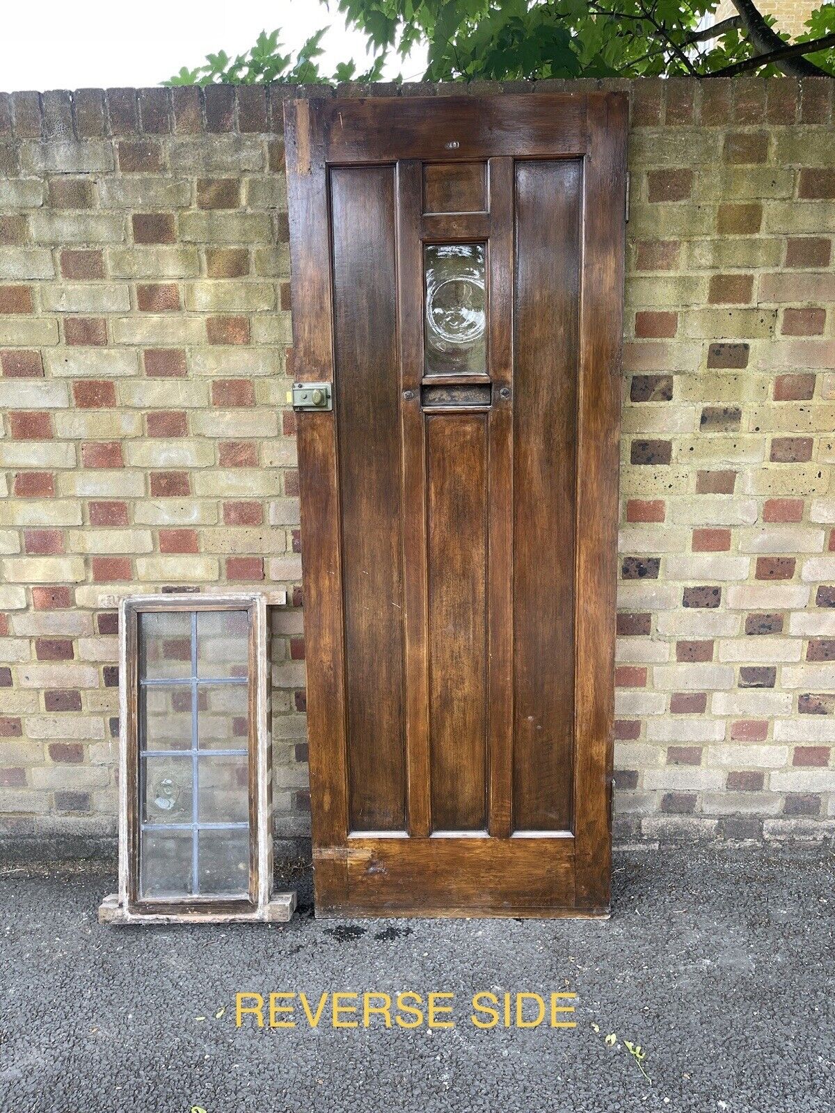 Reclaimed Oak Studded Wooden Front Door 1985 x 767mm With Wooden Side Window
