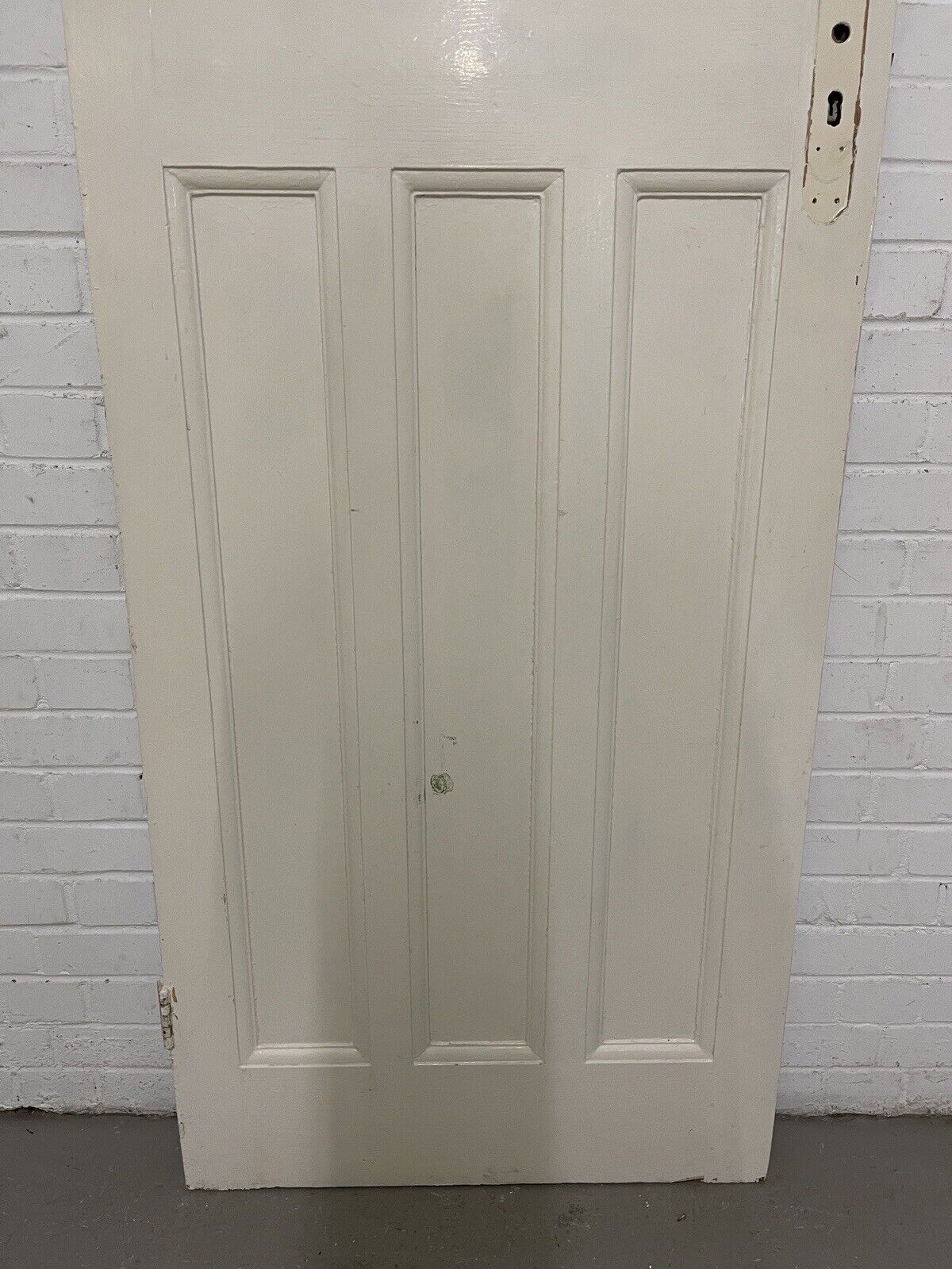 Reclaimed 1930s Edwardian Pine Internal 4 Panel Door Reeded Glass  1975 x 760mm