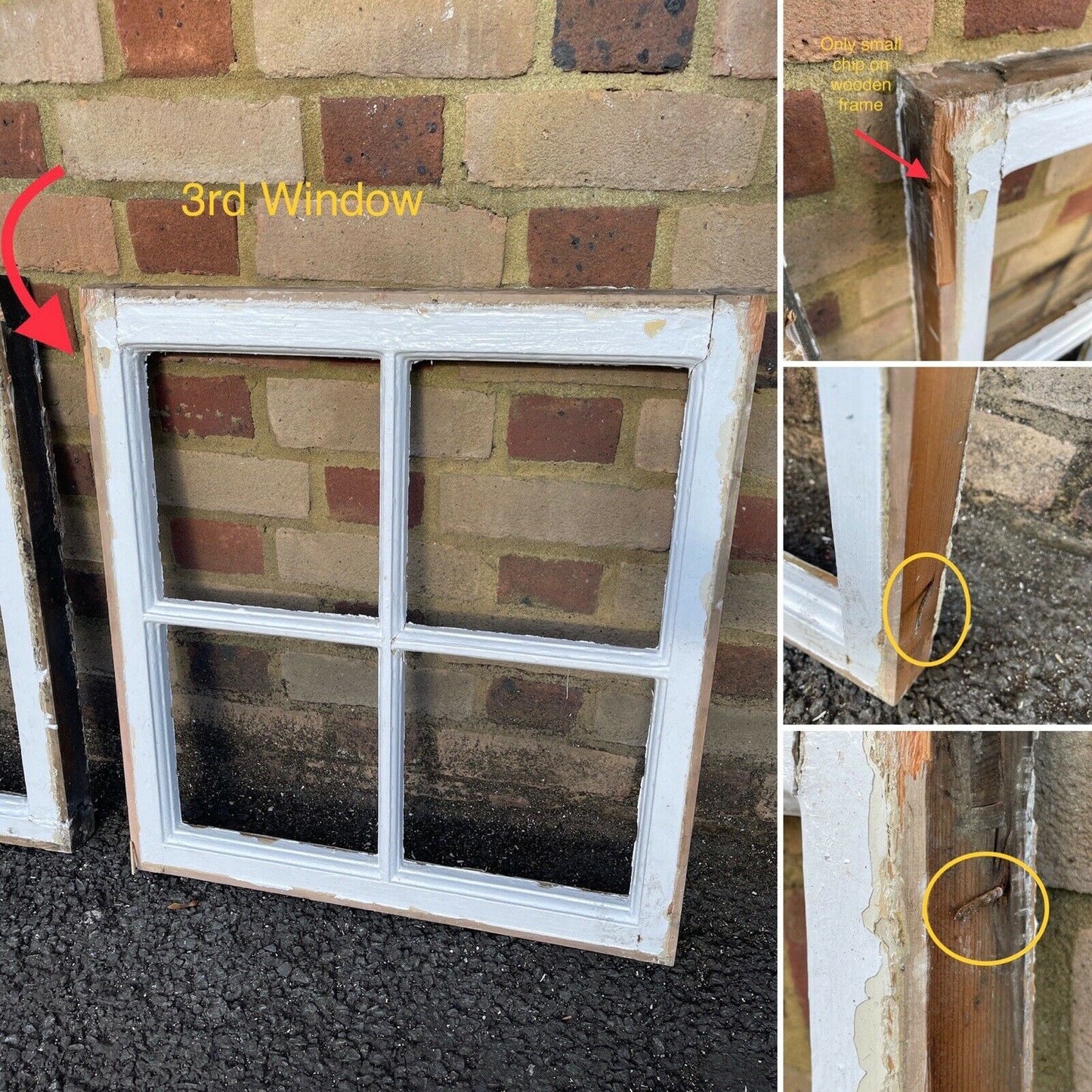 Job Lot Of Reclaimed Georgian 4 Panel Wooden Window NO GLASS Within Panels