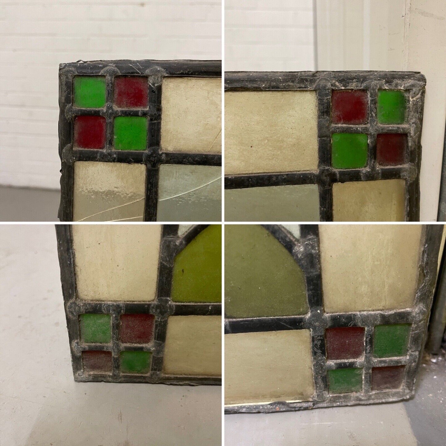 Reclaimed Leaded Light Stained Glass Art Nouveau Window Panel 680 x 655mm