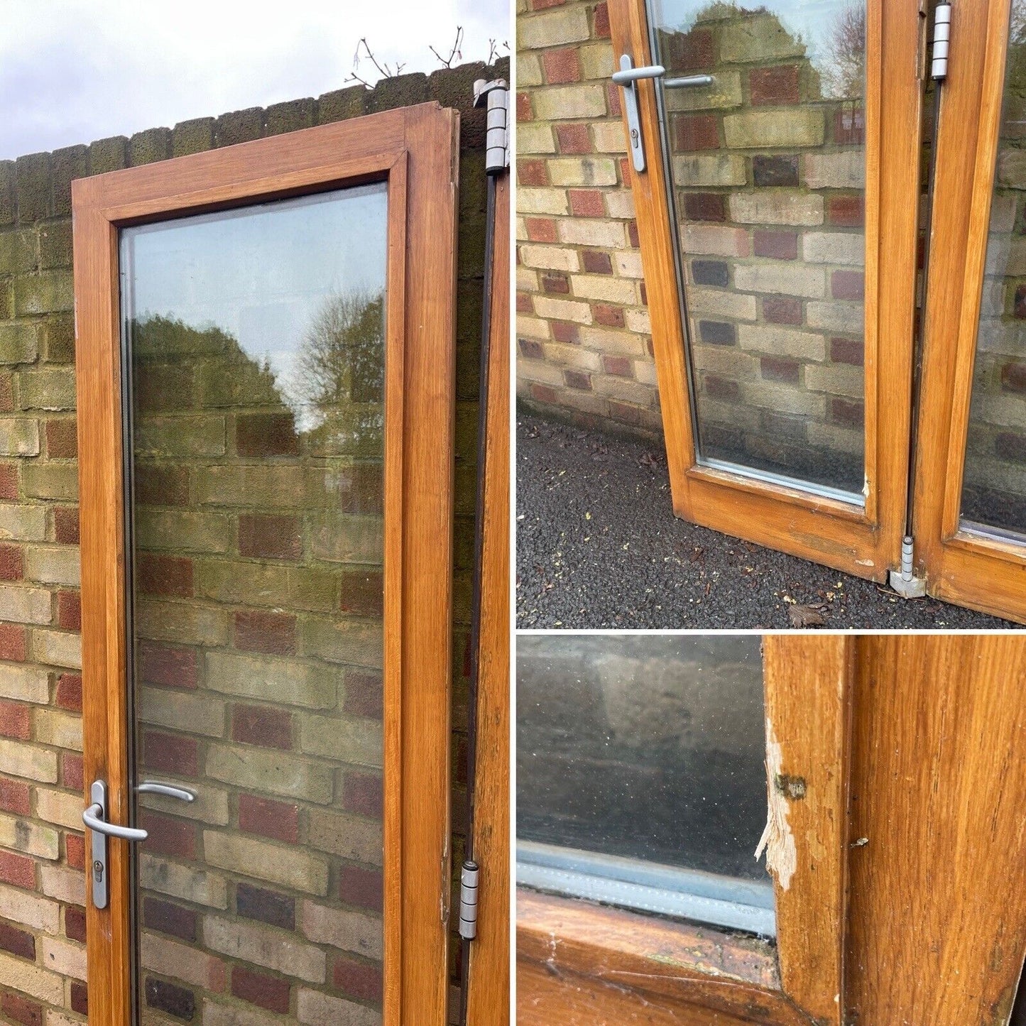 Solid Oak Double Glazed Bifold Sliding External Doors NO FRAME 1970 x 1720mm