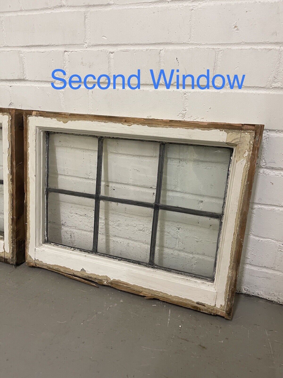 Pair Of Reclaimed Leaded Light Panel Wooden Windows 405 x 540mm 405 x 540mm