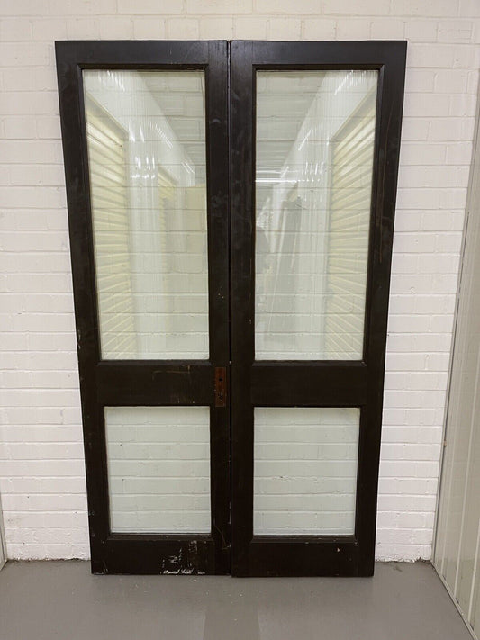 Reclaimed Old French Double Glazed Glass Wooden Double Doors 1980mm x 1143mm