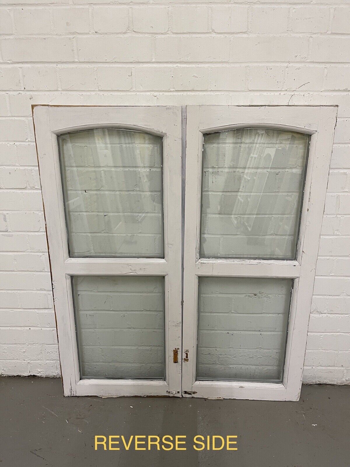 Two Pairs Of French Arch Double Glazed Wooden Windows 1040 x 895mm 1040 x 895mm