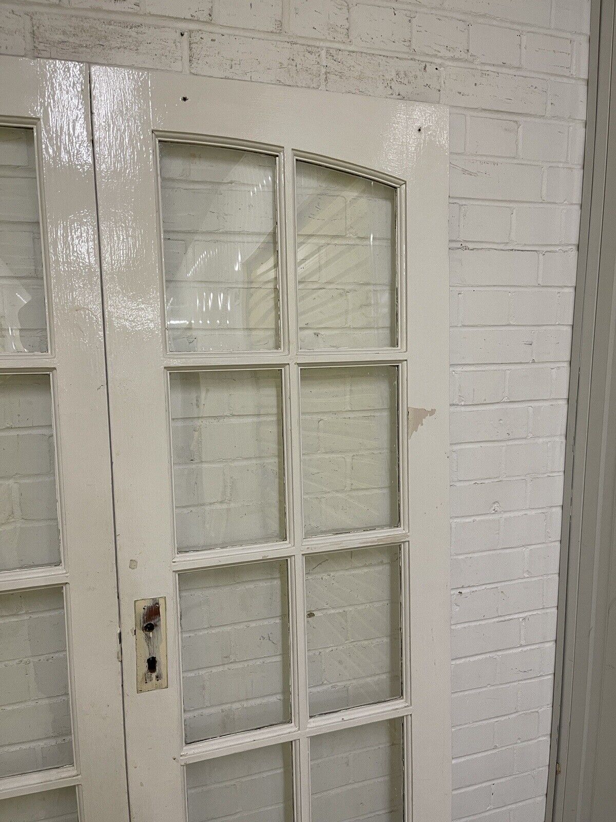 Reclaimed Old Georgian French Single Panel Glass Wooden Double Doors 1915 x 1170