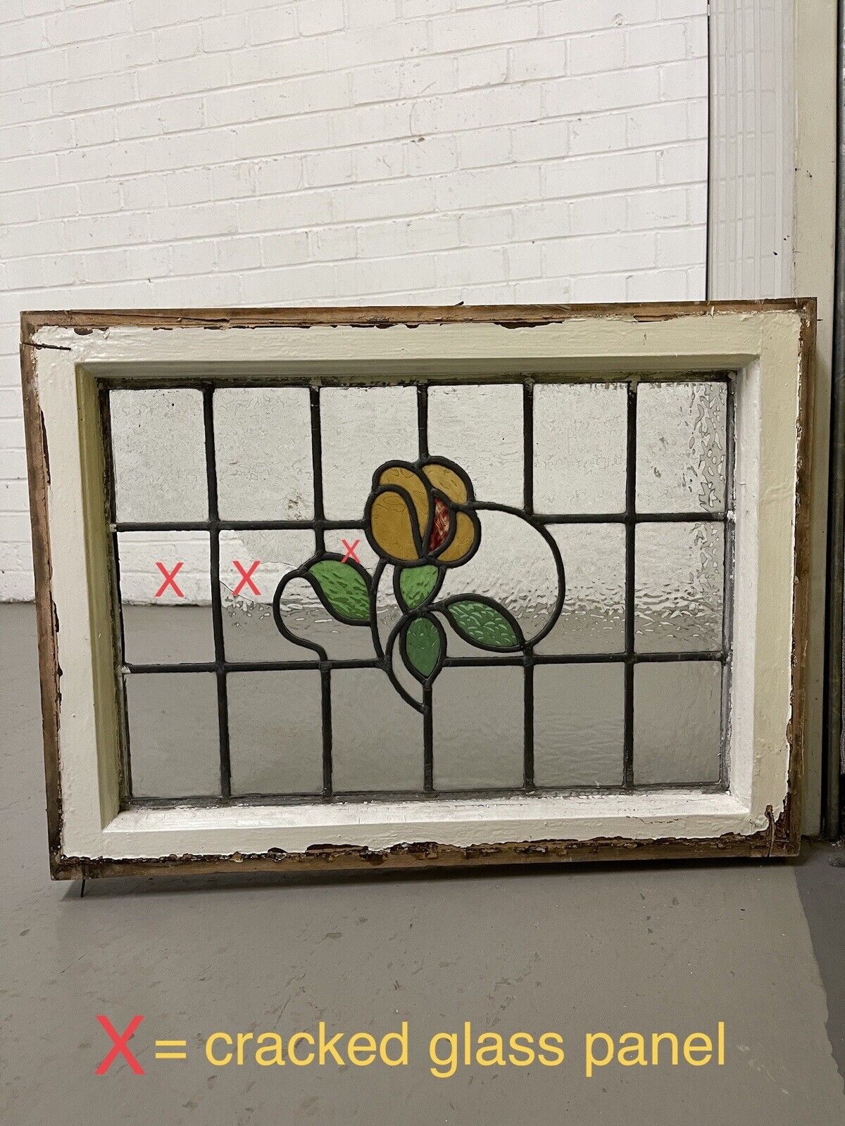 Reclaimed Leaded Light Stained Glass Art Nouveau Window Panel 620 x 460mm