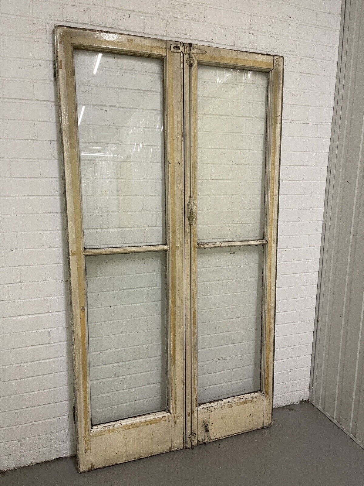 Reclaimed Old French Single Panel Glass Wooden Double Doors 1975 x 1068mm
