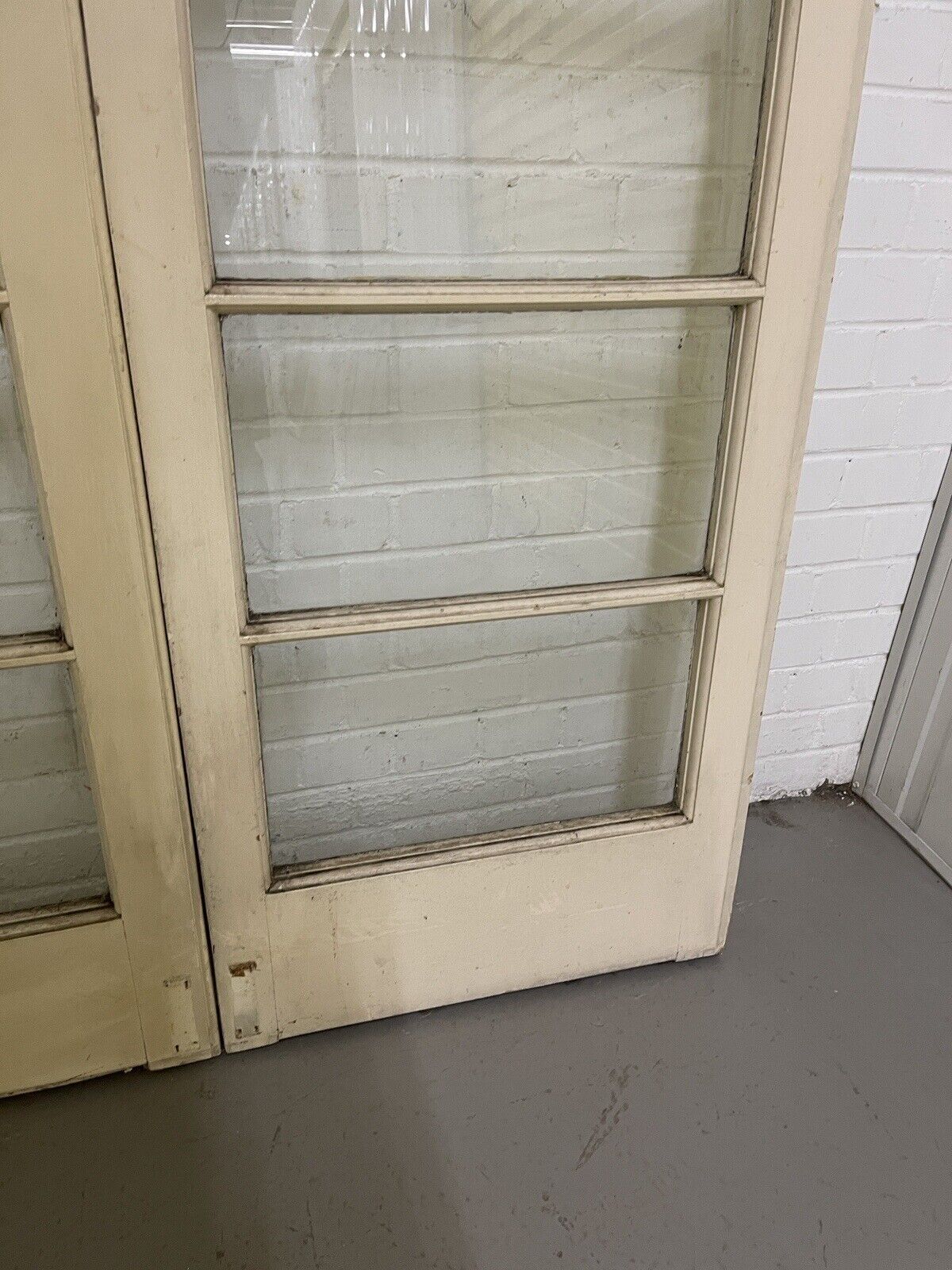 Reclaimed Old French Single Panel Glass Wooden Double Doors 1210 x 1970mm