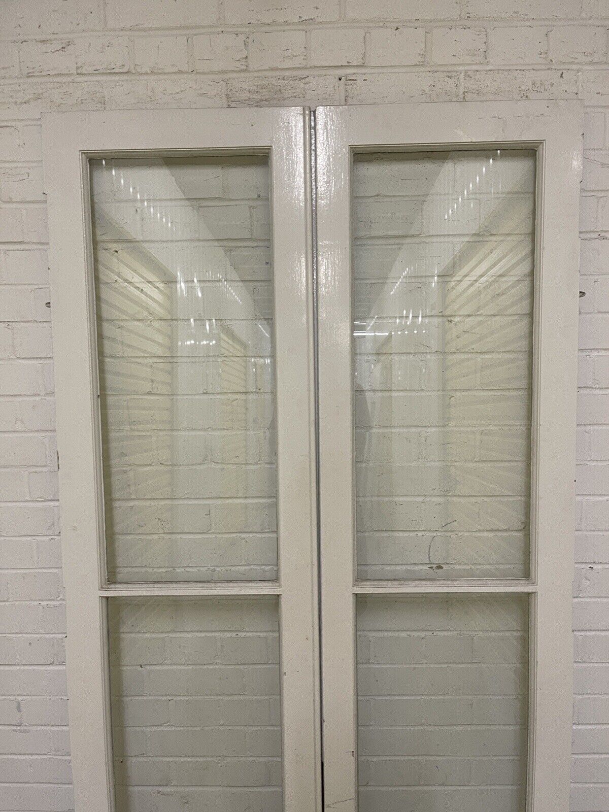 Reclaimed French Toughened Single Panel Glass Wooden Double Door 1925 x 1004mm