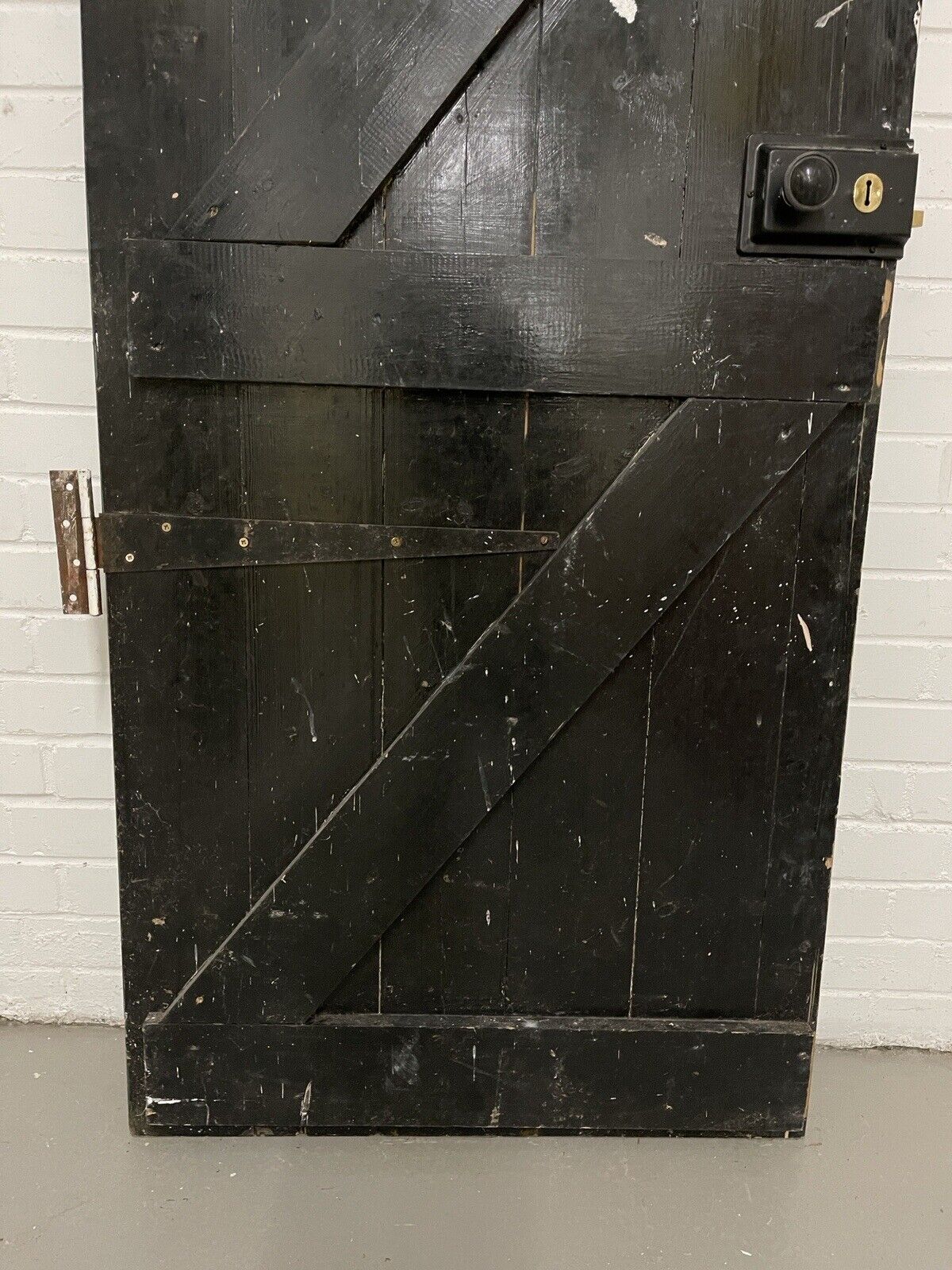 Reclaimed Wooden Plank Ledge Brace Door With Hinges Rim Lock No Key 1870 x 750mm