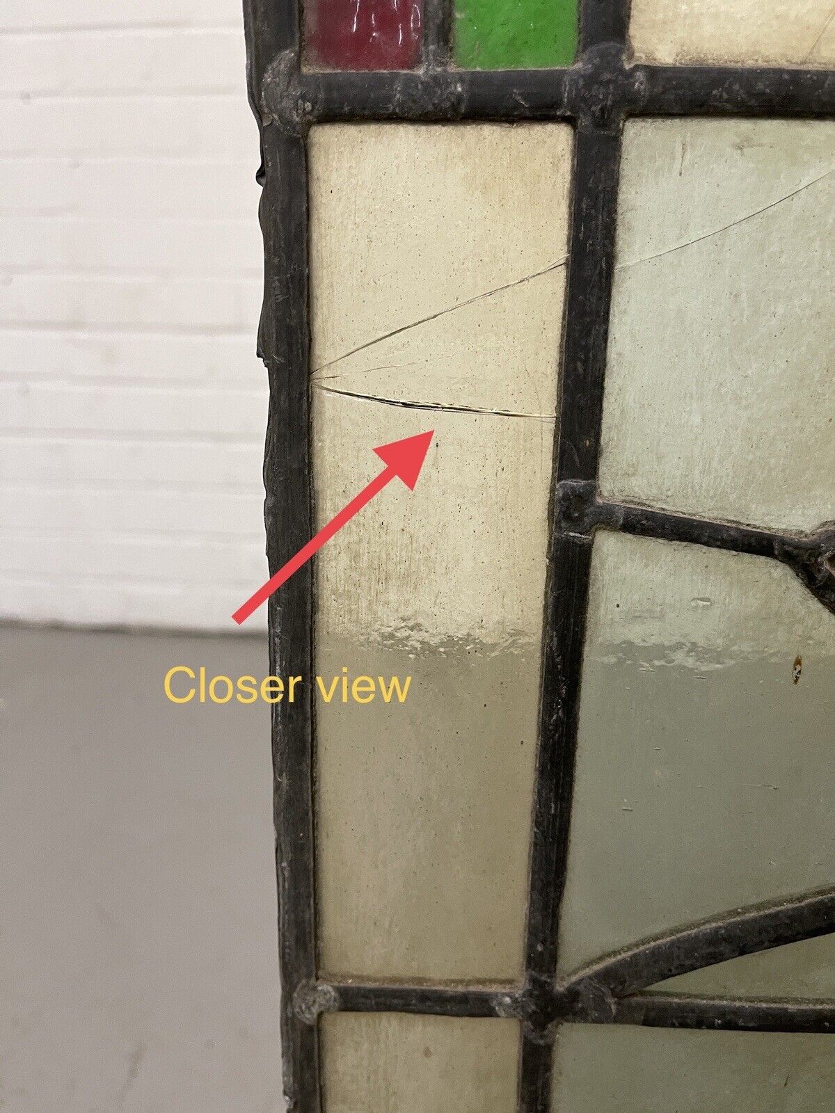 Reclaimed Leaded Light Stained Glass Art Nouveau Window Panel 680 x 655mm
