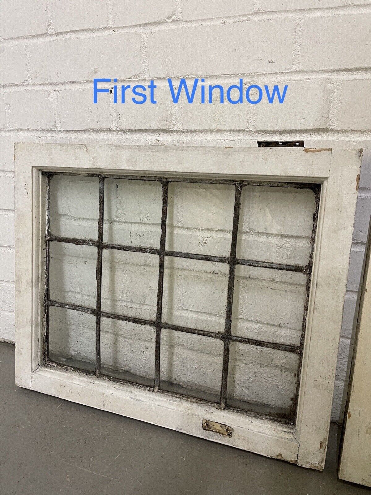 Pair Of Reclaimed Leaded Light Panel Wooden Windows 450 x 555mm 450 x 555mm