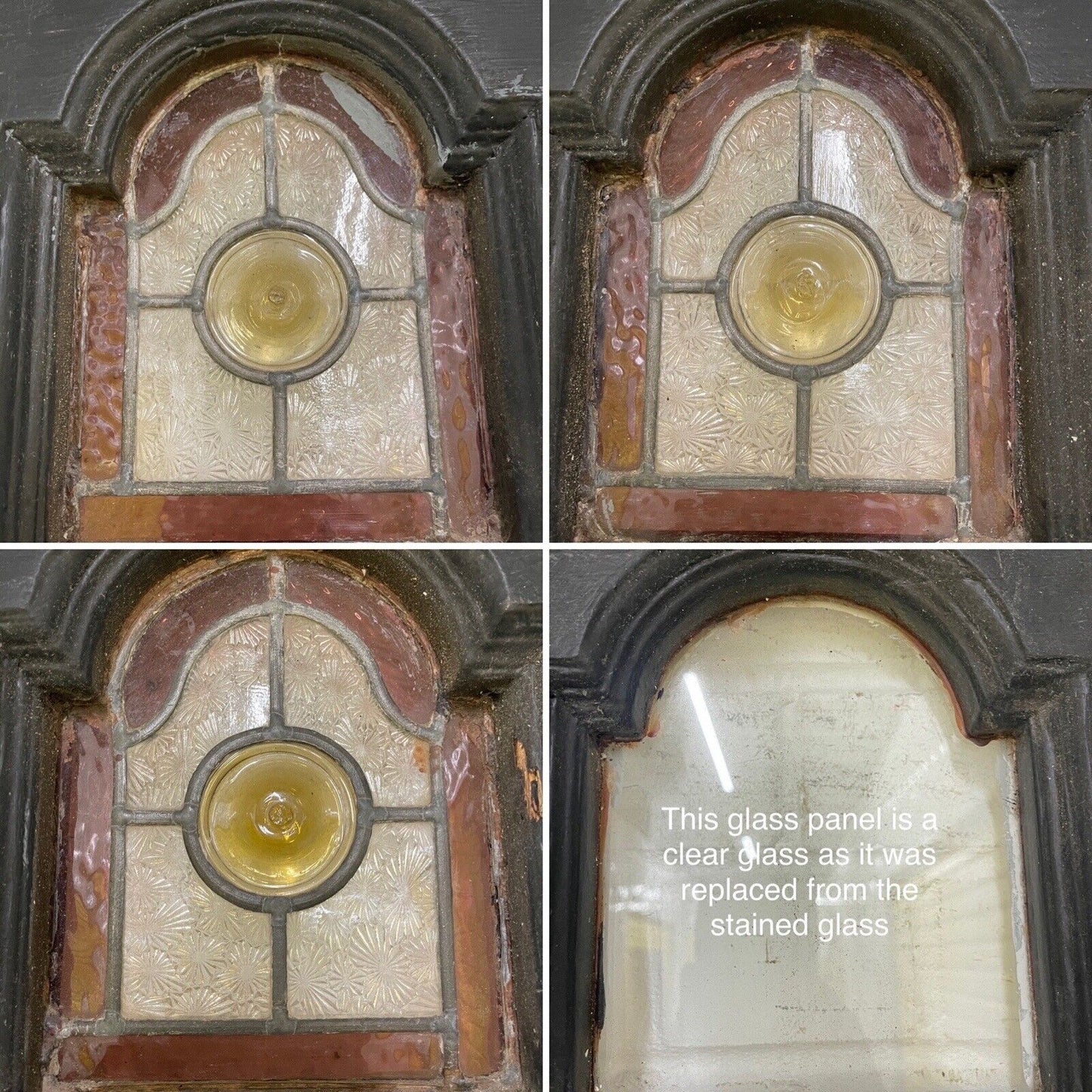 Reclaimed Victorian Edwardian Wooden Panel Stained Glass Front Door 2130 x 975