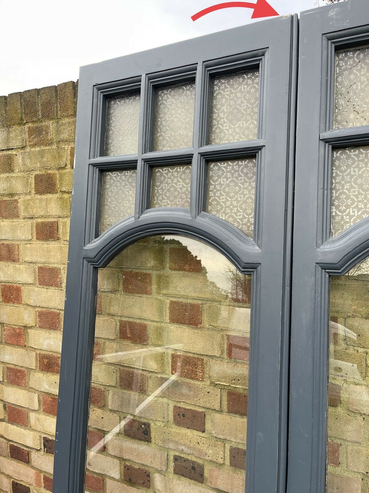 Reclaimed Old French Single Panel Glass Wooden Double Doors 2062 x 1215mm