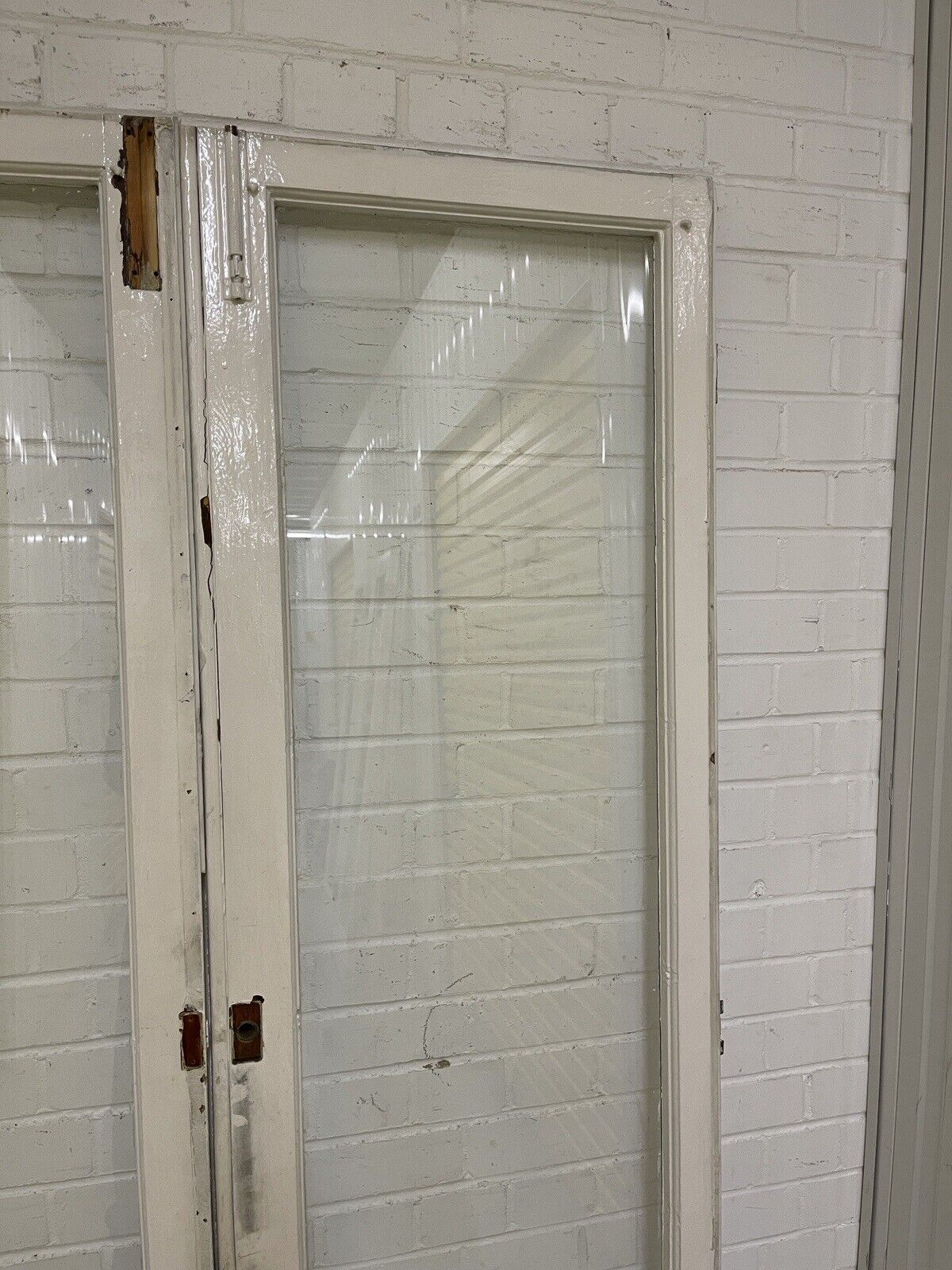 Reclaimed Old French Single Panel Glass Wooden Double Doors 1965 x 1170mm