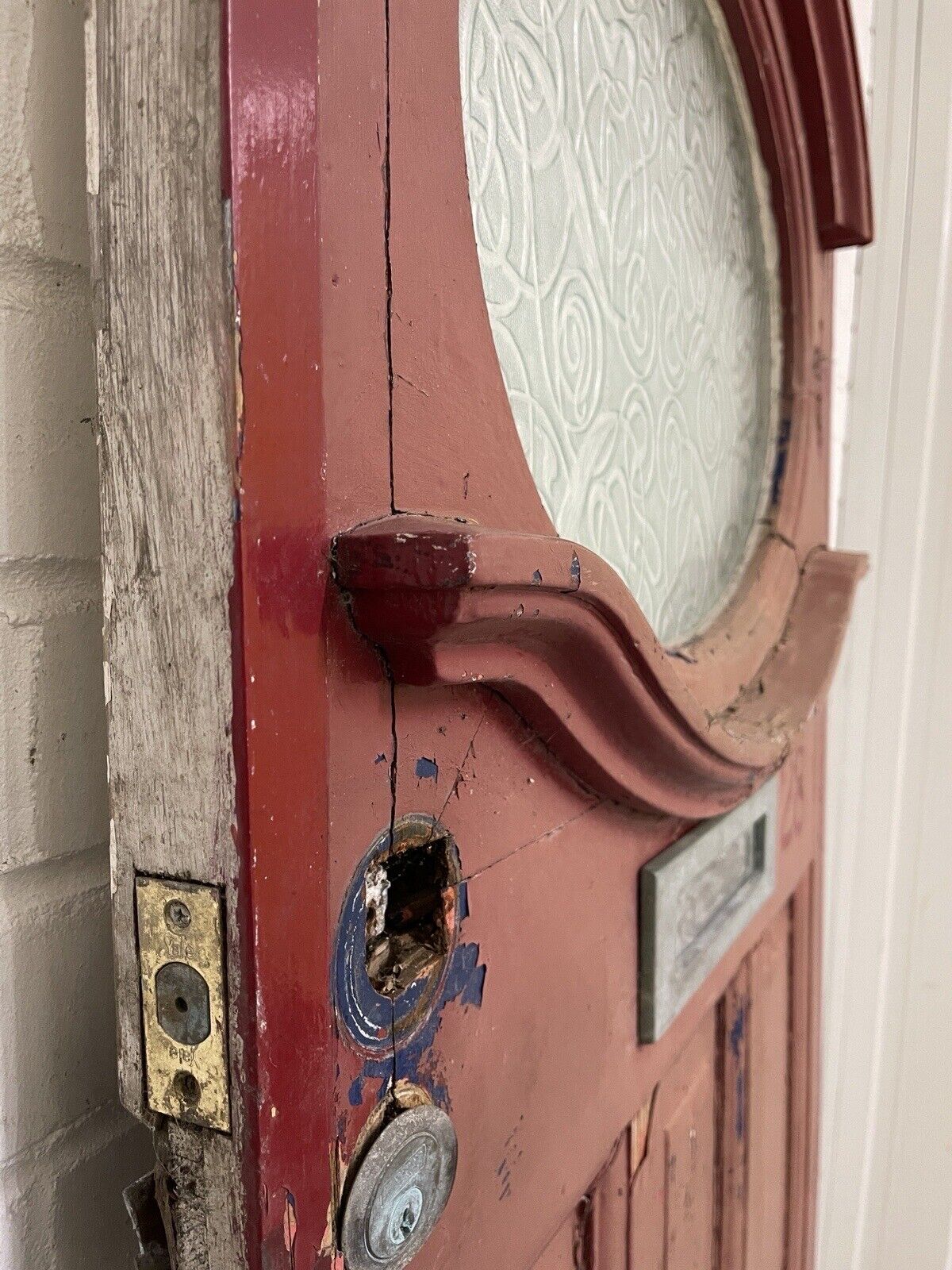 Reclaimed Old 1930s Edwardian Wooden Panel Front Door 1990 Or 1985mm x 755mm